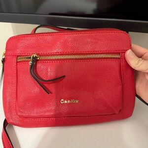 Red Calvin Klein crossbody purse